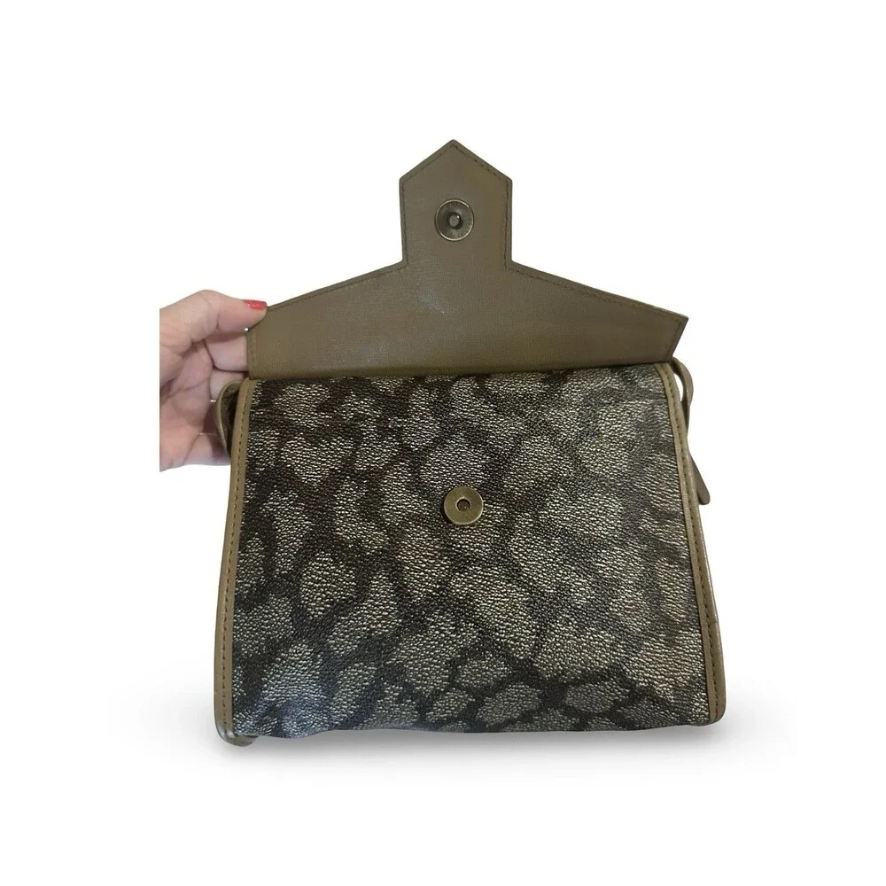 Yves Saint Laurent gray leopard print PVC leather clutch bag pouch - Picture 10 of 14